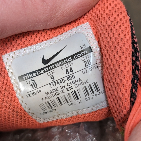 Nike Air Zoom Vomero 10 Orange black men's size 10 running training sneakers - Picture 3 of 6